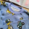 بلوز و شلوار تو کرکی پسرانه آبی رنگ وارداتی طرح تراکتوری k0013
