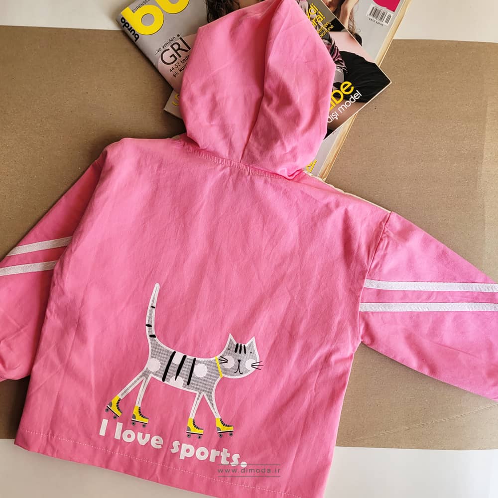 کت کتان صورتی دخترانه مدل پشت گربه‌ای k004