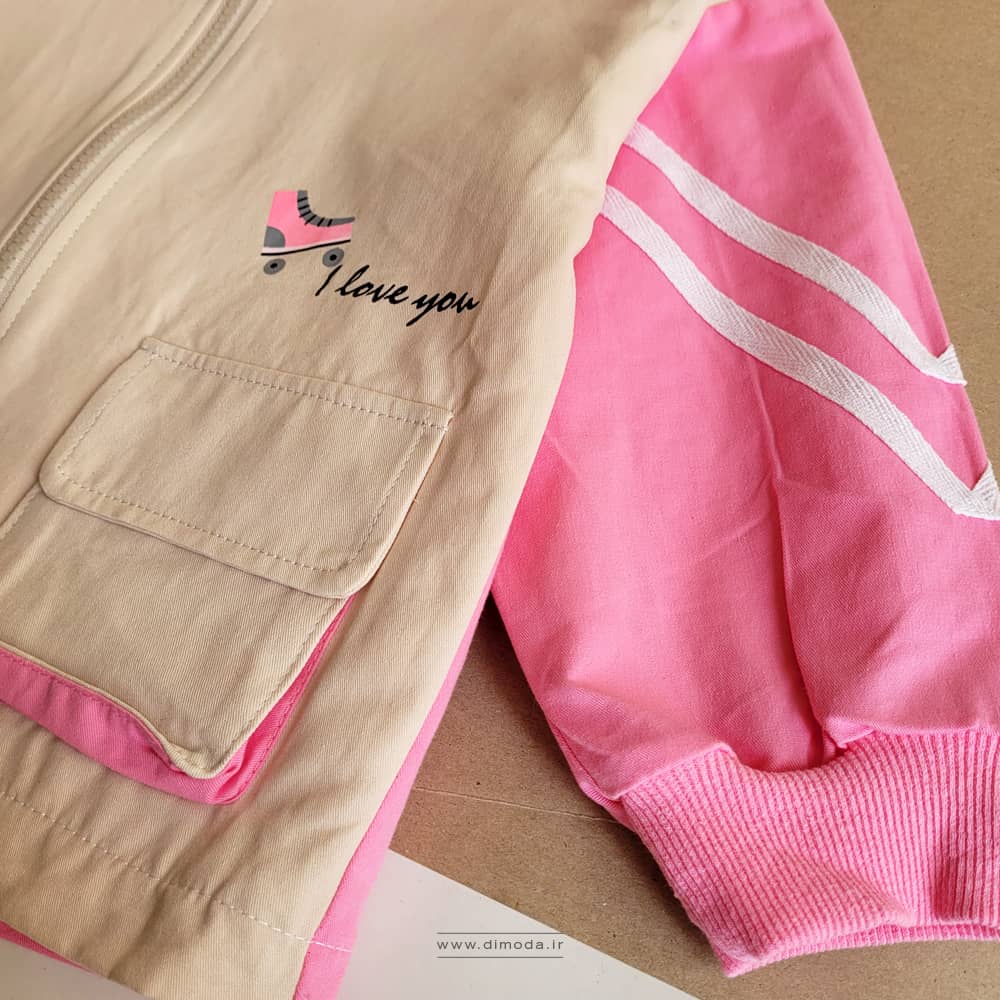 کت کتان صورتی دخترانه مدل پشت گربه‌ای k004