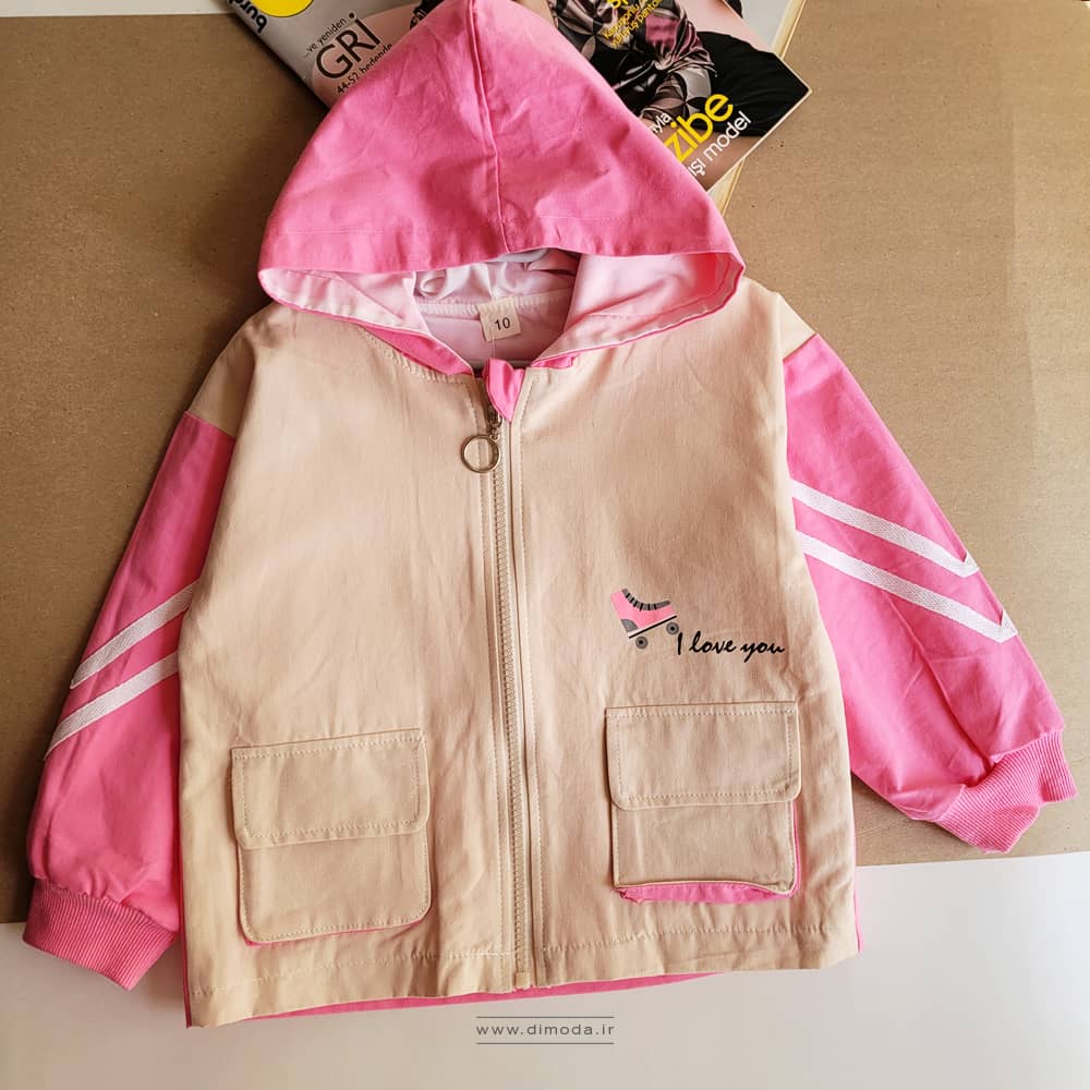 کت کتان صورتی دخترانه مدل پشت گربه‌ای k004