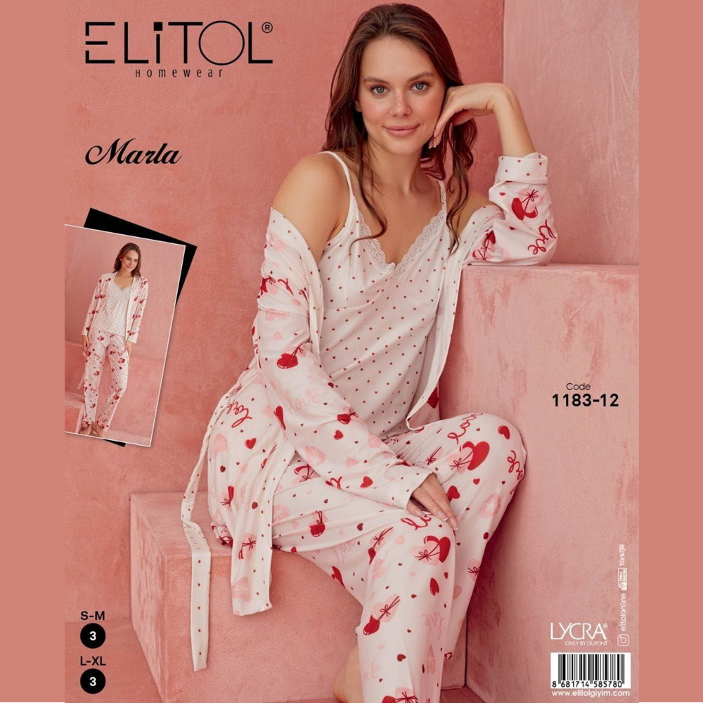 ست سه تکه نخ پنبه زنانه برند الیتول ELiTOL 1183-12