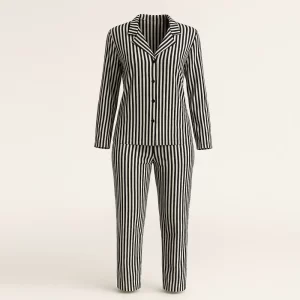 بلوز و شلوار جلو دکمه ای سایز  نرمال سیاه اینجه کد 24032