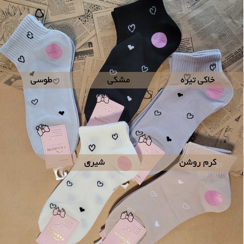 جوراب زنانه قلبی فانتزی در پنج رنگ K0061