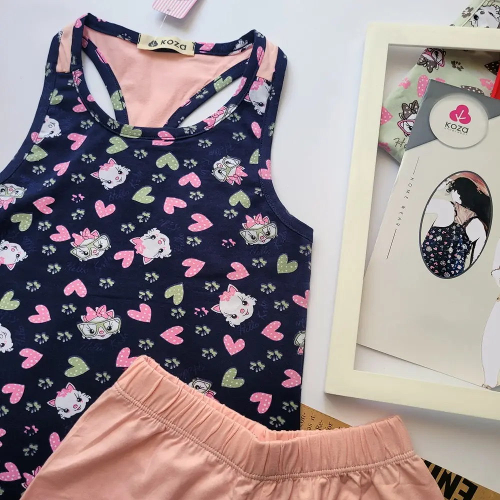 تاپ و شلوارک کیتی دخترانه  koza 9107