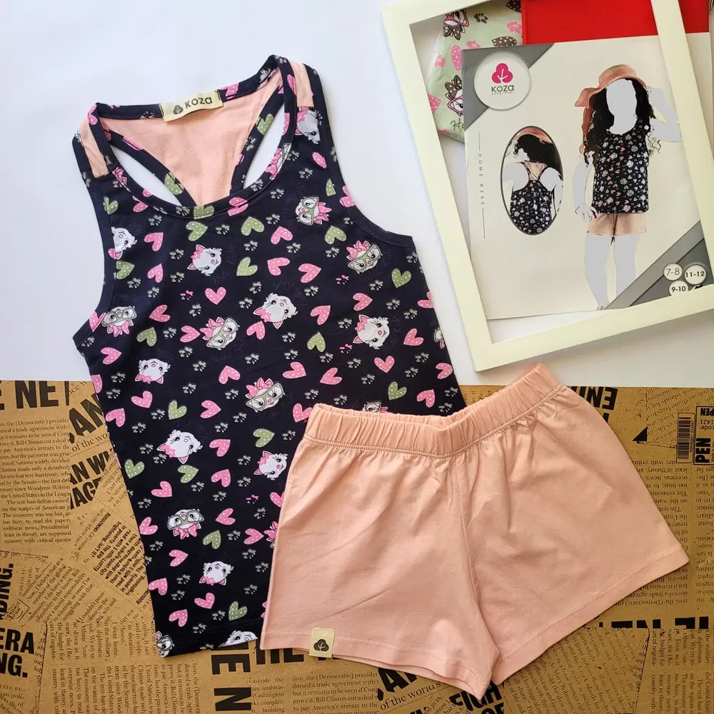 تاپ و شلوارک کیتی دخترانه  koza 9107